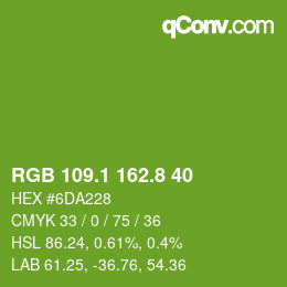 カラーコード: RGB 109.1 162.8 40 | qconv.com