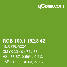 カラーコード: RGB 109.1 162.8 42 | qconv.com