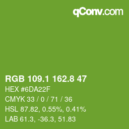 カラーコード: RGB 109.1 162.8 47 | qconv.com