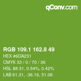 カラーコード: RGB 109.1 162.8 49 | qconv.com