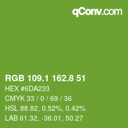 カラーコード: RGB 109.1 162.8 51 | qconv.com