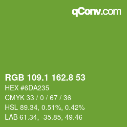 カラーコード: RGB 109.1 162.8 53 | qconv.com
