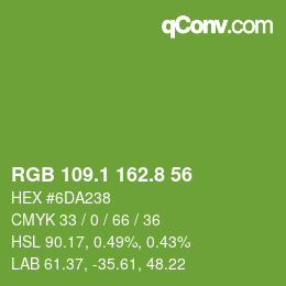 カラーコード: RGB 109.1 162.8 56 | qconv.com