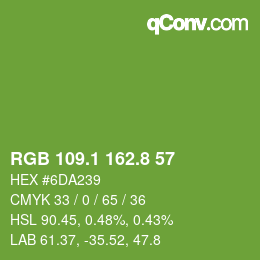 カラーコード: RGB 109.1 162.8 57 | qconv.com