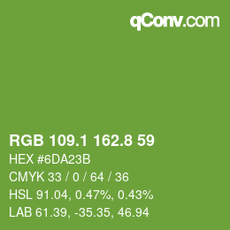 カラーコード: RGB 109.1 162.8 59 | qconv.com