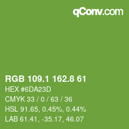 カラーコード: RGB 109.1 162.8 61 | qconv.com