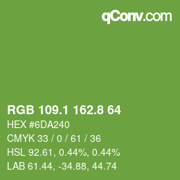 カラーコード: RGB 109.1 162.8 64 | qconv.com