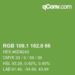 カラーコード: RGB 109.1 162.8 66 | qconv.com