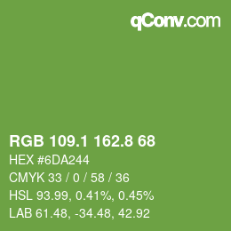 カラーコード: RGB 109.1 162.8 68 | qconv.com