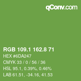 カラーコード: RGB 109.1 162.8 71 | qconv.com