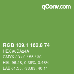 カラーコード: RGB 109.1 162.8 74 | qconv.com