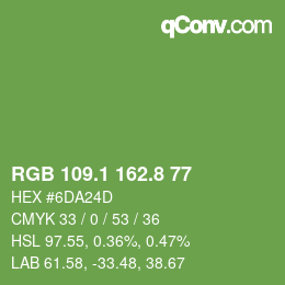 カラーコード: RGB 109.1 162.8 77 | qconv.com