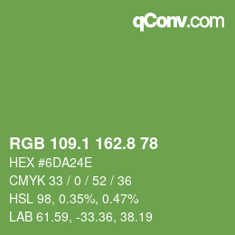 カラーコード: RGB 109.1 162.8 78 | qconv.com
