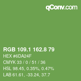カラーコード: RGB 109.1 162.8 79 | qconv.com