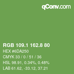 カラーコード: RGB 109.1 162.8 80 | qconv.com