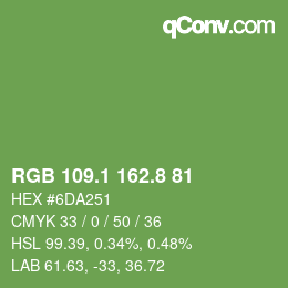 カラーコード: RGB 109.1 162.8 81 | qconv.com