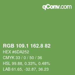 カラーコード: RGB 109.1 162.8 82 | qconv.com