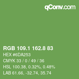 カラーコード: RGB 109.1 162.8 83 | qconv.com