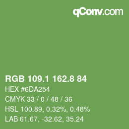 カラーコード: RGB 109.1 162.8 84 | qconv.com
