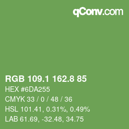 カラーコード: RGB 109.1 162.8 85 | qconv.com