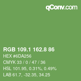 カラーコード: RGB 109.1 162.8 86 | qconv.com