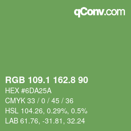 カラーコード: RGB 109.1 162.8 90 | qconv.com