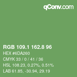 カラーコード: RGB 109.1 162.8 96 | qconv.com