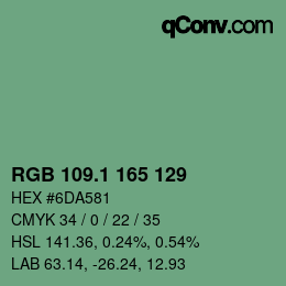 カラーコード: RGB 109.1 165 129 | qconv.com