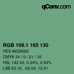 カラーコード: RGB 109.1 165 130 | qconv.com