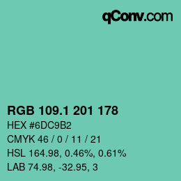 カラーコード: RGB 109.1 201 178 | qconv.com