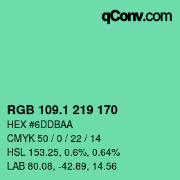 カラーコード: RGB 109.1 219 170 | qconv.com