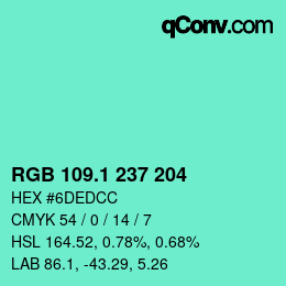 カラーコード: RGB 109.1 237 204 | qconv.com