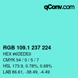 カラーコード: RGB 109.1 237 224 | qconv.com
