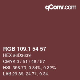 カラーコード: RGB 109.1 54 57 | qconv.com