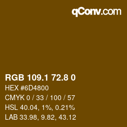 Código de color: RGB 109.1 72.8 0 | qconv.com