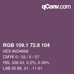 カラーコード: RGB 109.1 72.8 104 | qconv.com