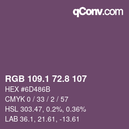 カラーコード: RGB 109.1 72.8 107 | qconv.com