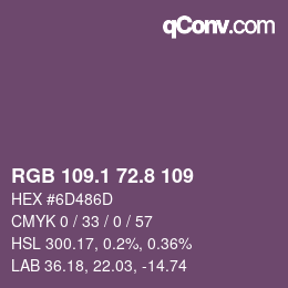 カラーコード: RGB 109.1 72.8 109 | qconv.com