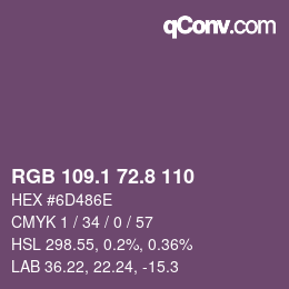 カラーコード: RGB 109.1 72.8 110 | qconv.com