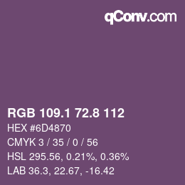 Color code: RGB 109.1 72.8 112 | qconv.com