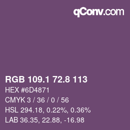 カラーコード: RGB 109.1 72.8 113 | qconv.com