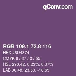 カラーコード: RGB 109.1 72.8 116 | qconv.com