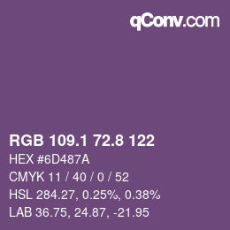 Color code: RGB 109.1 72.8 122 | qconv.com