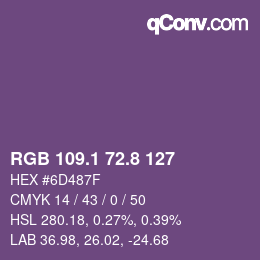 カラーコード: RGB 109.1 72.8 127 | qconv.com