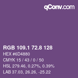 カラーコード: RGB 109.1 72.8 128 | qconv.com