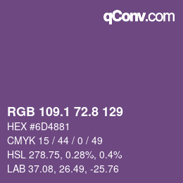 カラーコード: RGB 109.1 72.8 129 | qconv.com