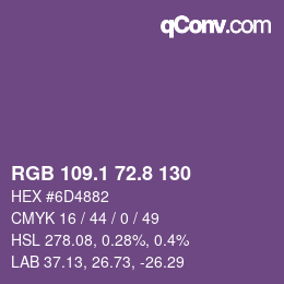 カラーコード: RGB 109.1 72.8 130 | qconv.com