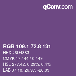 カラーコード: RGB 109.1 72.8 131 | qconv.com