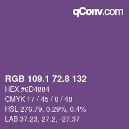 カラーコード: RGB 109.1 72.8 132 | qconv.com