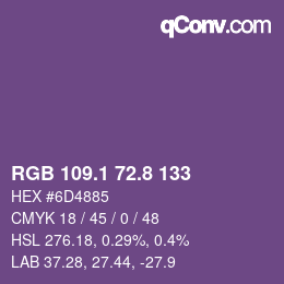 カラーコード: RGB 109.1 72.8 133 | qconv.com